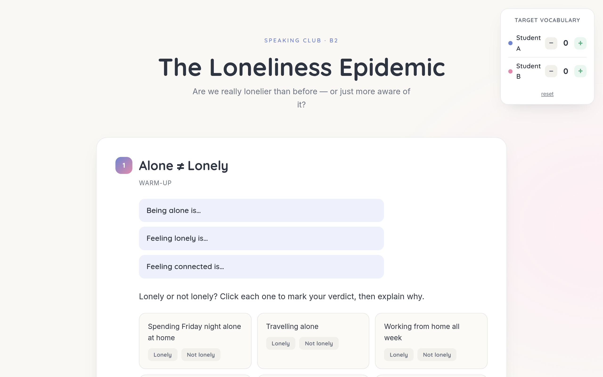 The Loneliness Epidemic — Speaking Club