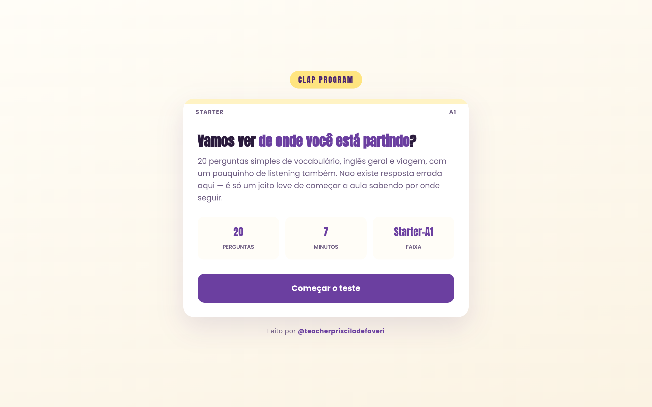 Teste Starter-A1 | CLAP Program